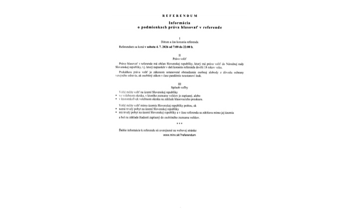 Referendum- info o podmienkach práva hlasovať v referende