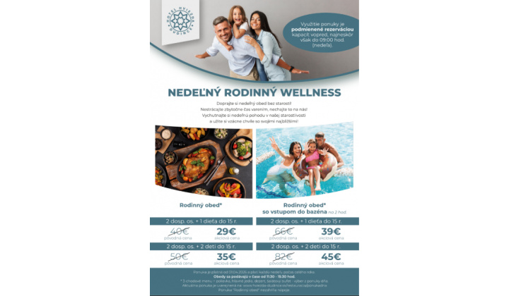 Fotka pre článok Hotel HVIEZDA - nedeľný rodinný wellnes 