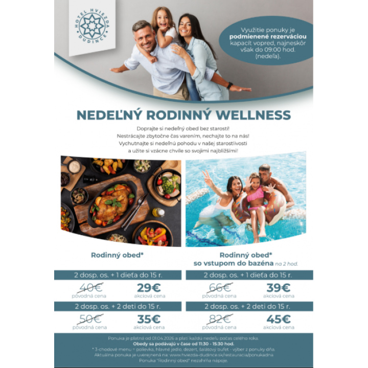 Menšia fotka pre článok Hotel HVIEZDA - nedeľný rodinný wellnes 