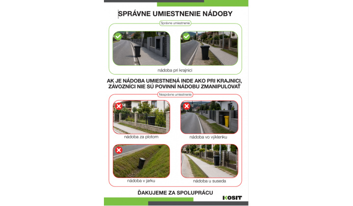 Fotka pre článok Informácia pre občanov – správne vyloženie nádoby na vývoz