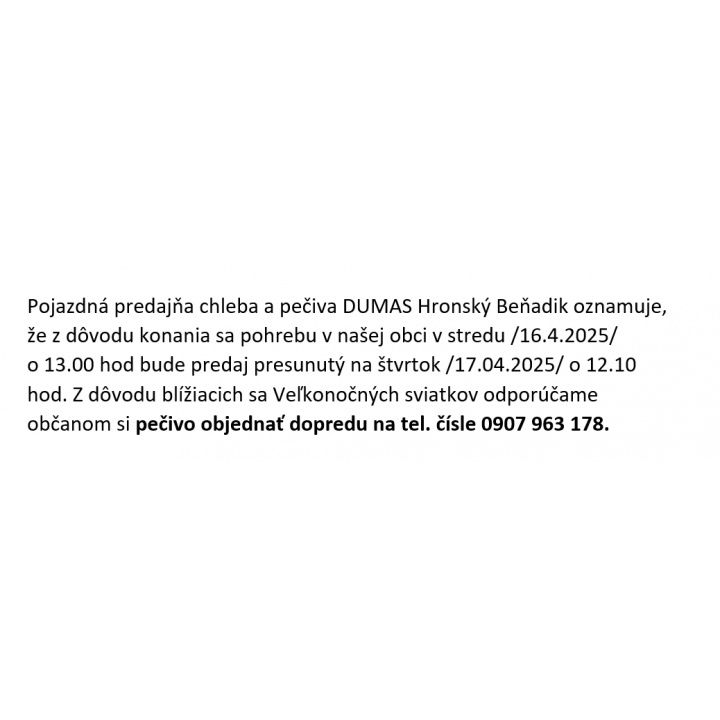 Menšia fotka pre článok Oznam 