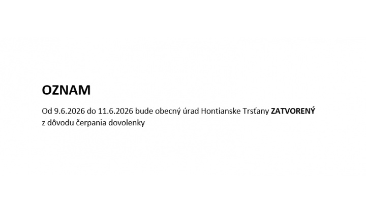 Fotka pre článok OZNAM