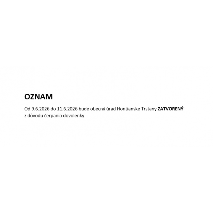 Menšia fotka pre článok OZNAM