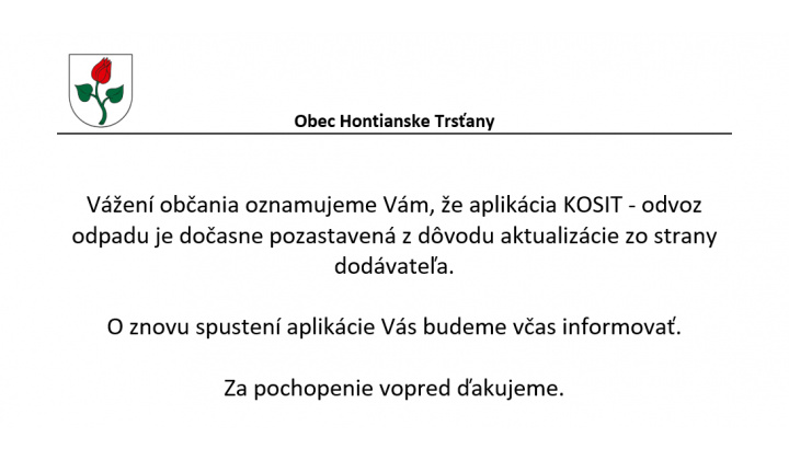 Fotka pre článok Oznam o dočasnom nefungovaní aplikácie KOSIT