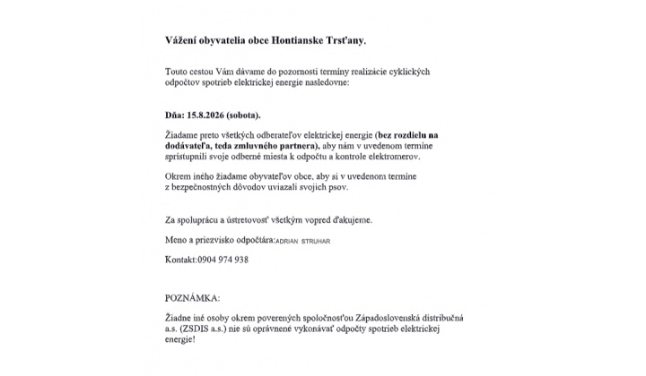 Fotka pre článok Oznam ZSE - odpočet spotreby elektrickej energie 