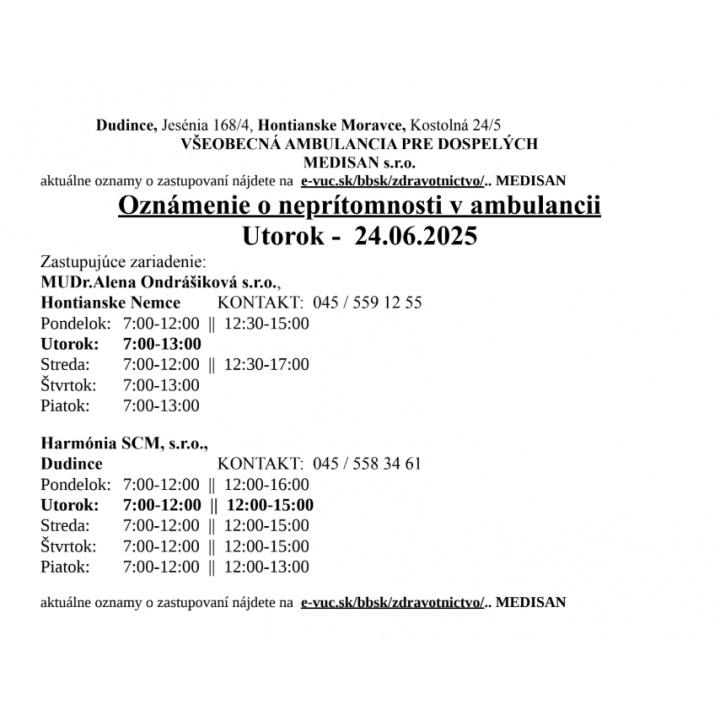 Menšia fotka pre článok Oznámenie o neprítomnosti v ambulancií MUDr. Uhrík
